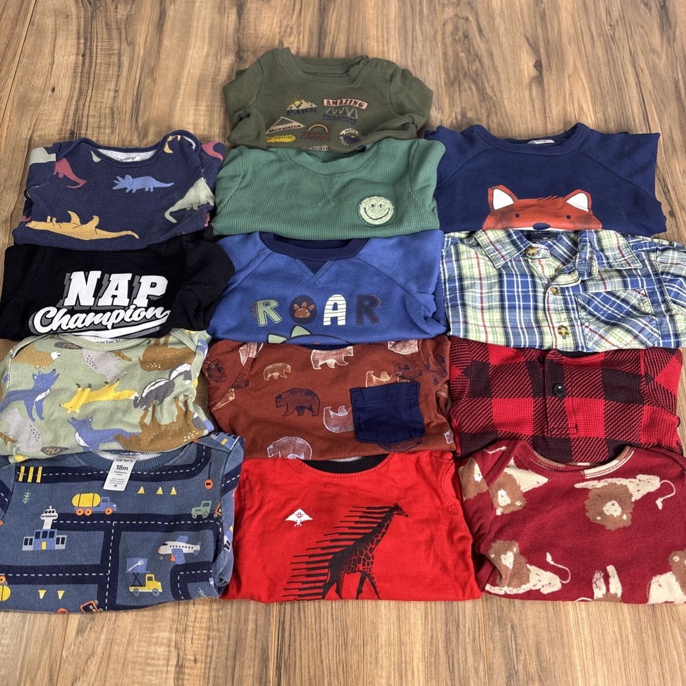 Lot Of 13 Boys 18 Months Long Sleeve Shirts And Sweaters Mixed Brands And Styles